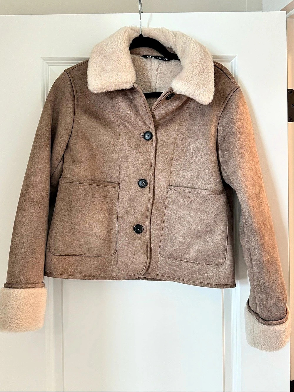 Zara Shearling Collar Jacket in Brown